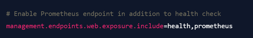 Spring Boot Actuator Konfiguration – Prometheus Endpoint zusätzlich zum Health Check aktivieren. Beispiel für sichere Exponierung von Monitoring-Endpunkten.